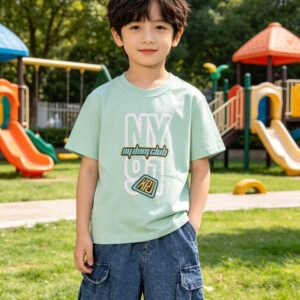 طقم صيفي للأولاد تيشيرت NY مع شورت جينز
